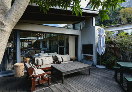 View of nice luxury terrace and garden of comfortable modern home